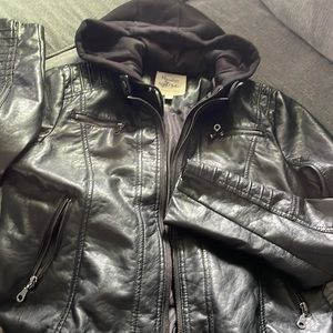 Double zip leather jacket
